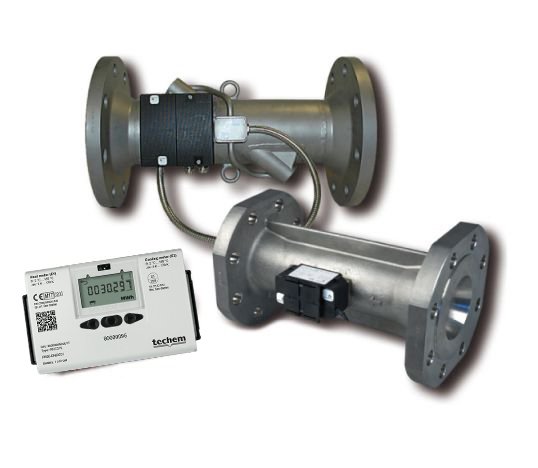 Produktabbildungen Ultraschall Wärmezähler Split 603 sowie Volumenmessteile Ultraschall.