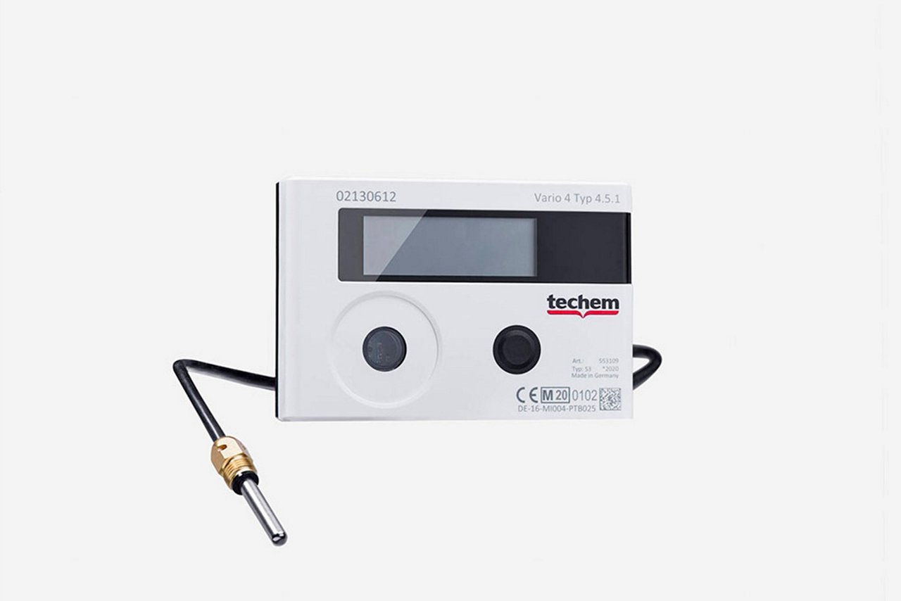 Energimåler med Techem logo. 