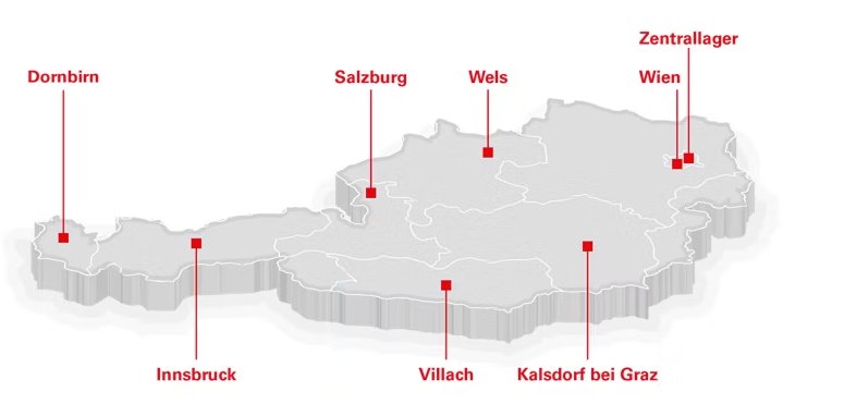 Standorte der Techem Messtechnik Österreich