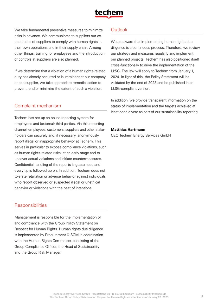 Policy statement human rights