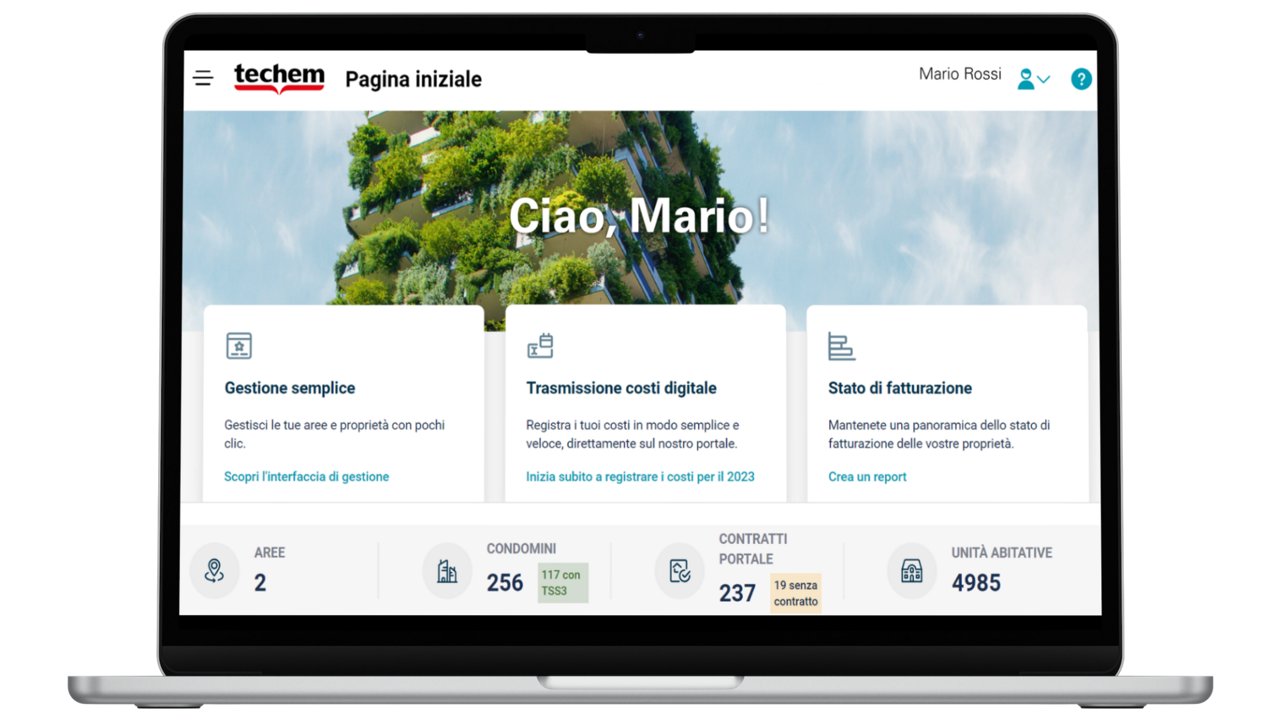 Screenshot della pagina iniziale del portale Techem.